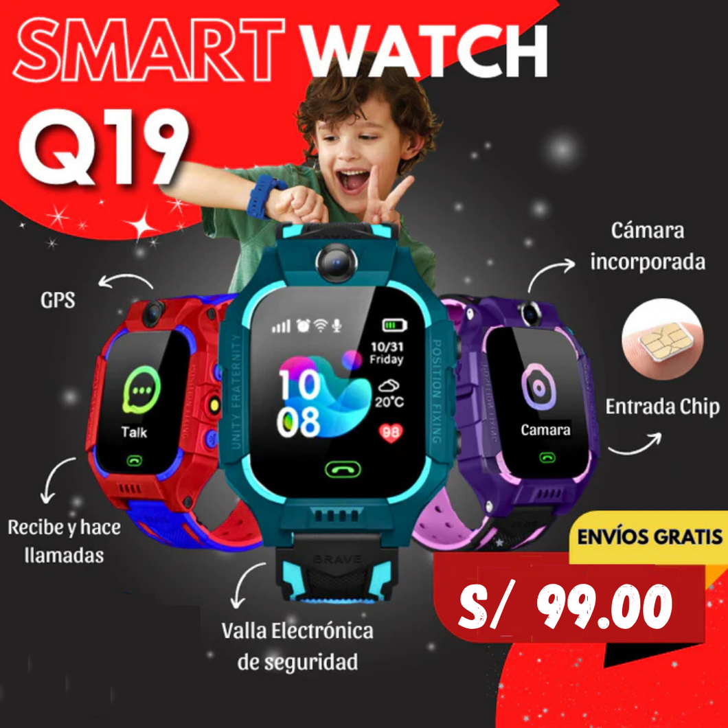 RELOJ INTELIGENTE PARA NIÑOS Q19 CON GPS | ENVÍO GRATIS